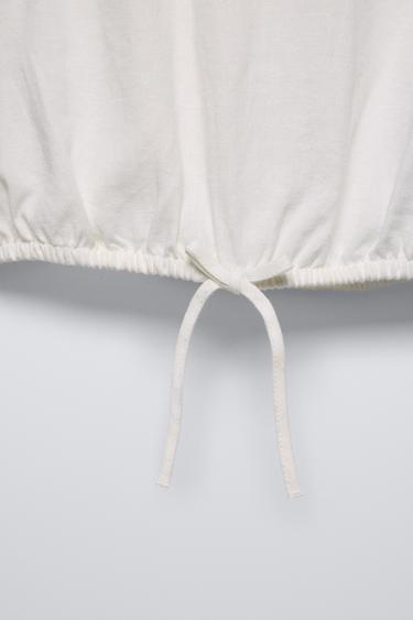 Zara LINEN BLEND TOP - White