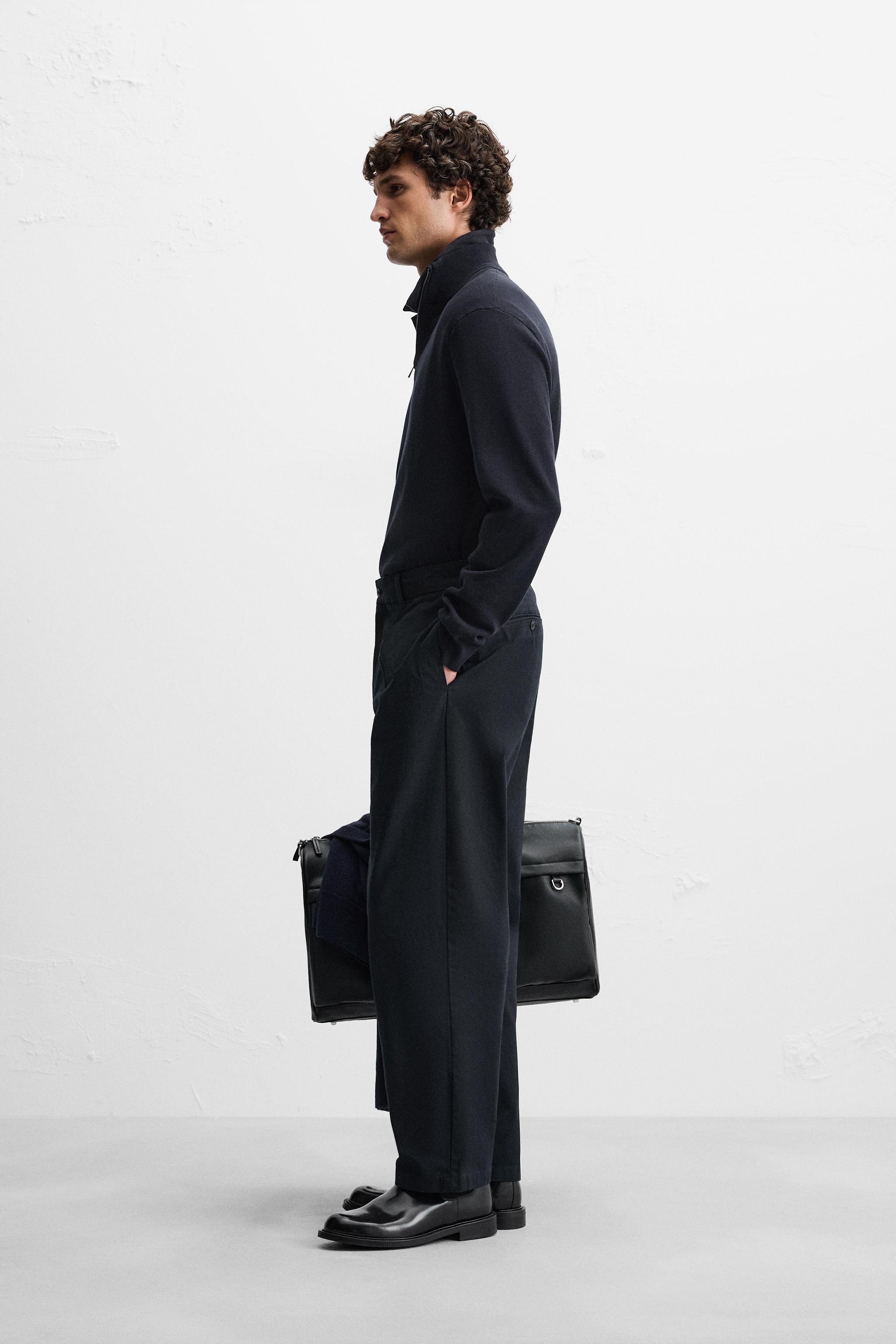 ジップアップハイネックコットンセーター - ブラック | ZARA