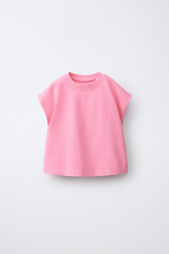 PLAIN T-SHIRT WITH LABEL - Chalk pink by Zara - Image 0