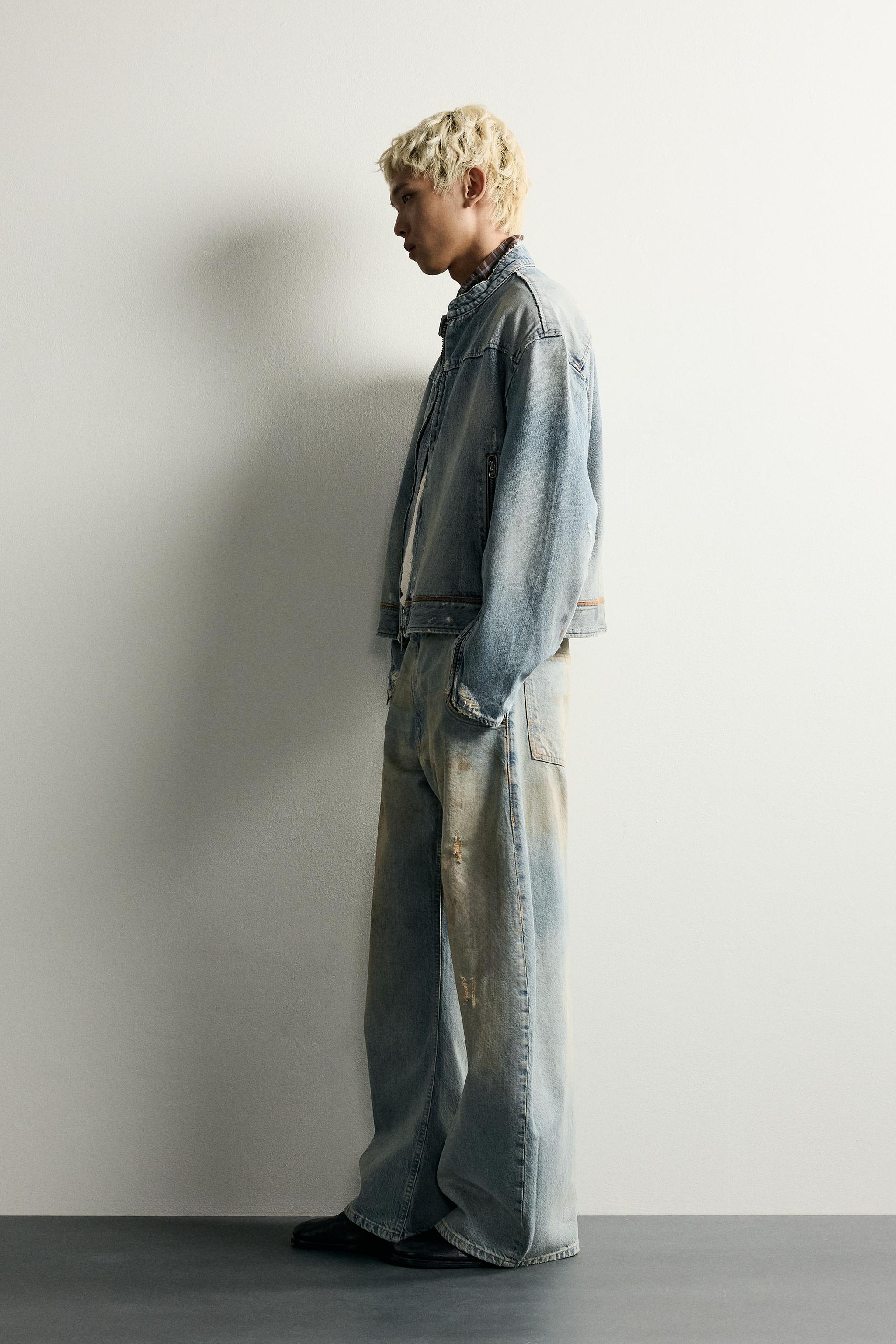 VINTAGE-EFFECT LOOSE BARREL-FIT JEANS