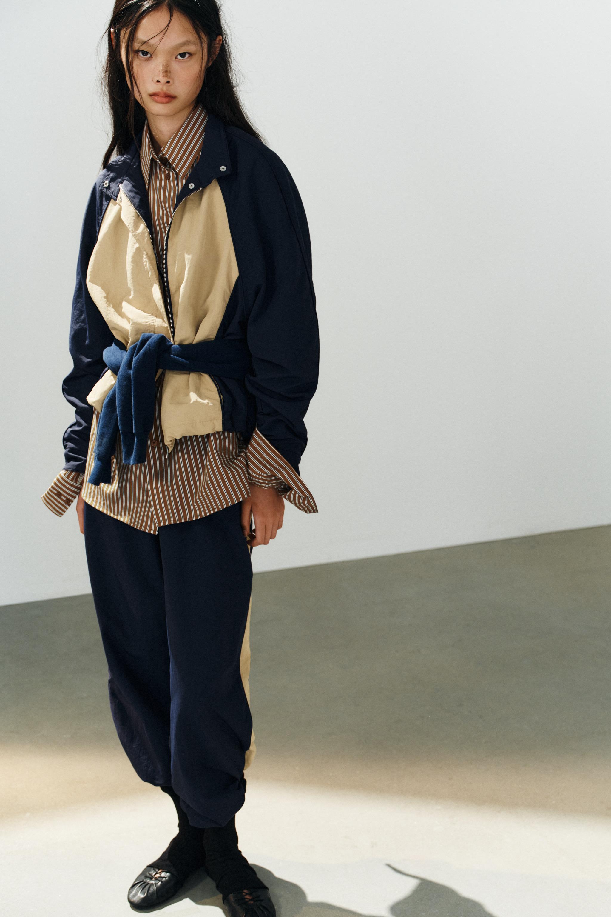 Женские куртки Zara TECHNICAL FABRIC COMBINED JACKET — фото 4