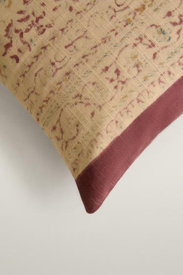 BLOCK PRINT CUSHION COVER — Burgundy 2