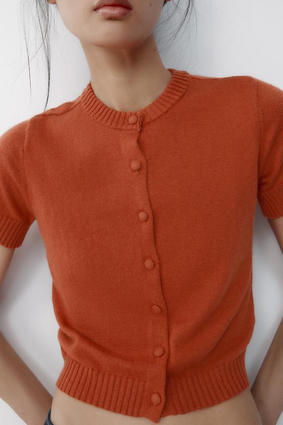 CHAQUETA BÁSICA PUNTO LISO MANGA CORTA - Caldero de Zara - Imagen 1
