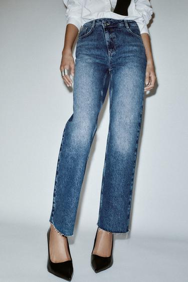 JEANS Z.09 STRAIGHT HIGH-WAIST CROSS-OVER WAISTBAND - denim blue by Zara