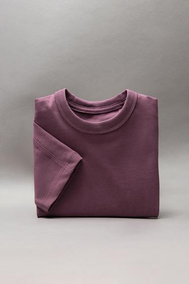 BASIC HEAVY WEIGHT T-SHIRT - Dark aubergine by Zara