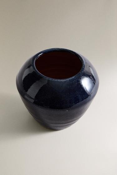 ENAMELLED TERRACOTTA VASE - Blue by Zara - Image 1