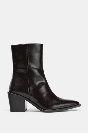 ANKLE BOOTS WITH BLOCK HEEL - Brown by Zara