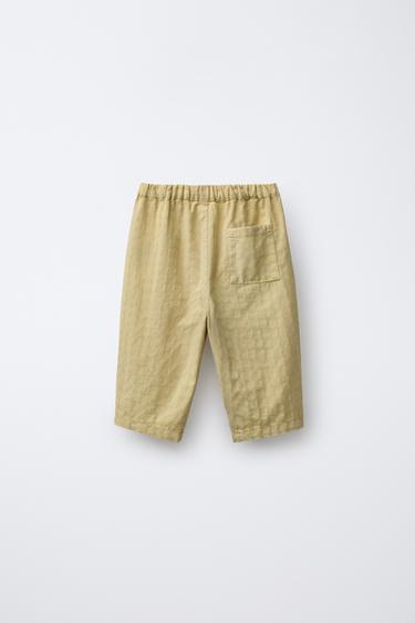 EMBROIDERED STRAIGHT-LEG TROUSERS - Olive green by Zara - Image 1