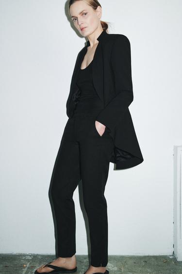ZW COLLECTION LIMITED EDITION MINIMALIST LONG BLAZER - Black by Zara - Image 4