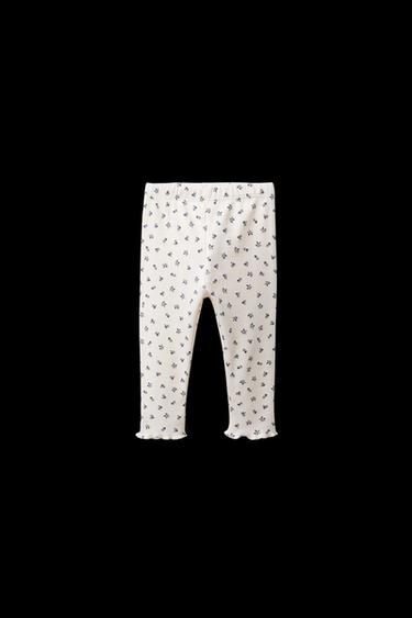 Zara PRINTED LEGGINGS - Ecru / Blue - Image 0