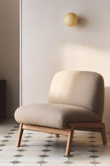Zara UPHOLSTERED LINEN ACCENT CHAIR - Dark beige