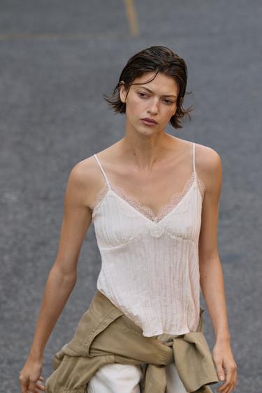 CRINKLE-EFFECT CAMISOLE TOP - Ecru by Zara - Image 2