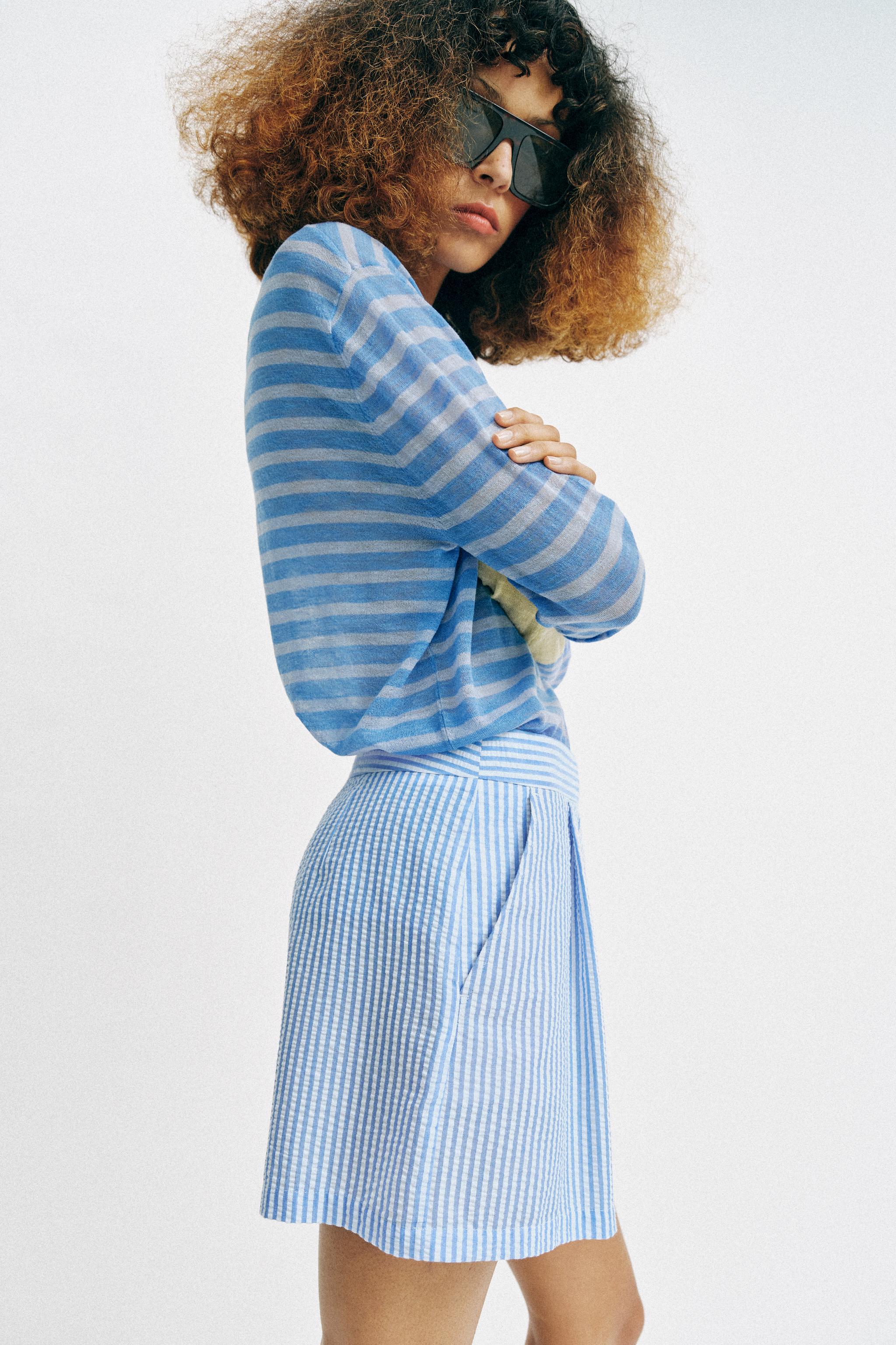 STRIPED SHORTS - Blue / White | ZARA United States