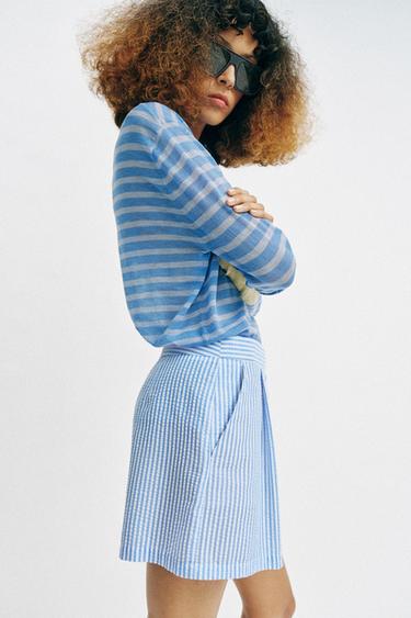 STRIPED BERMUDA SHORTS - Blue/White by Zara - Image 3