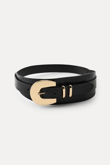 SKÆRFBÆLTE MED METALSPÆNDE - Sort fra Zara