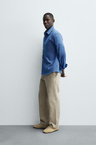 CHEMISE DÉLAVÉE RAYURES - Bleu / Bleu marine de Zara - Image 3