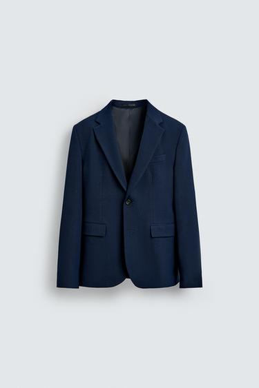 TEXTURED BLAZER - Mid-blue by Zara