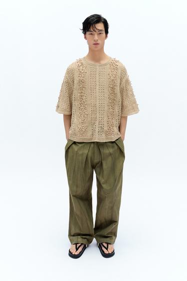 FADED PLEATED TROUSERS X FANGLU LIN - camel by Zara - Image 0