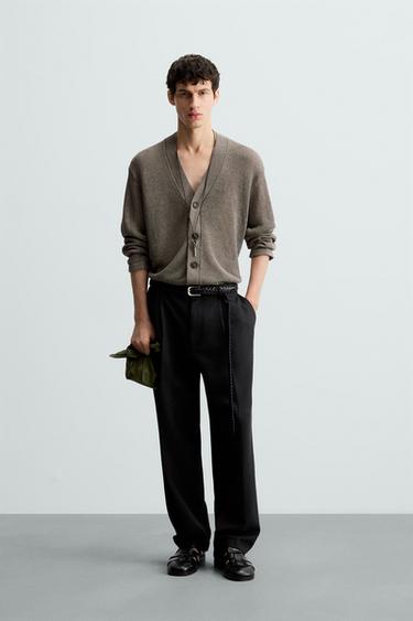 OPEN-KNIT TEXTURED CARDIGAN - Brown / Taupe by Zara - Image 0