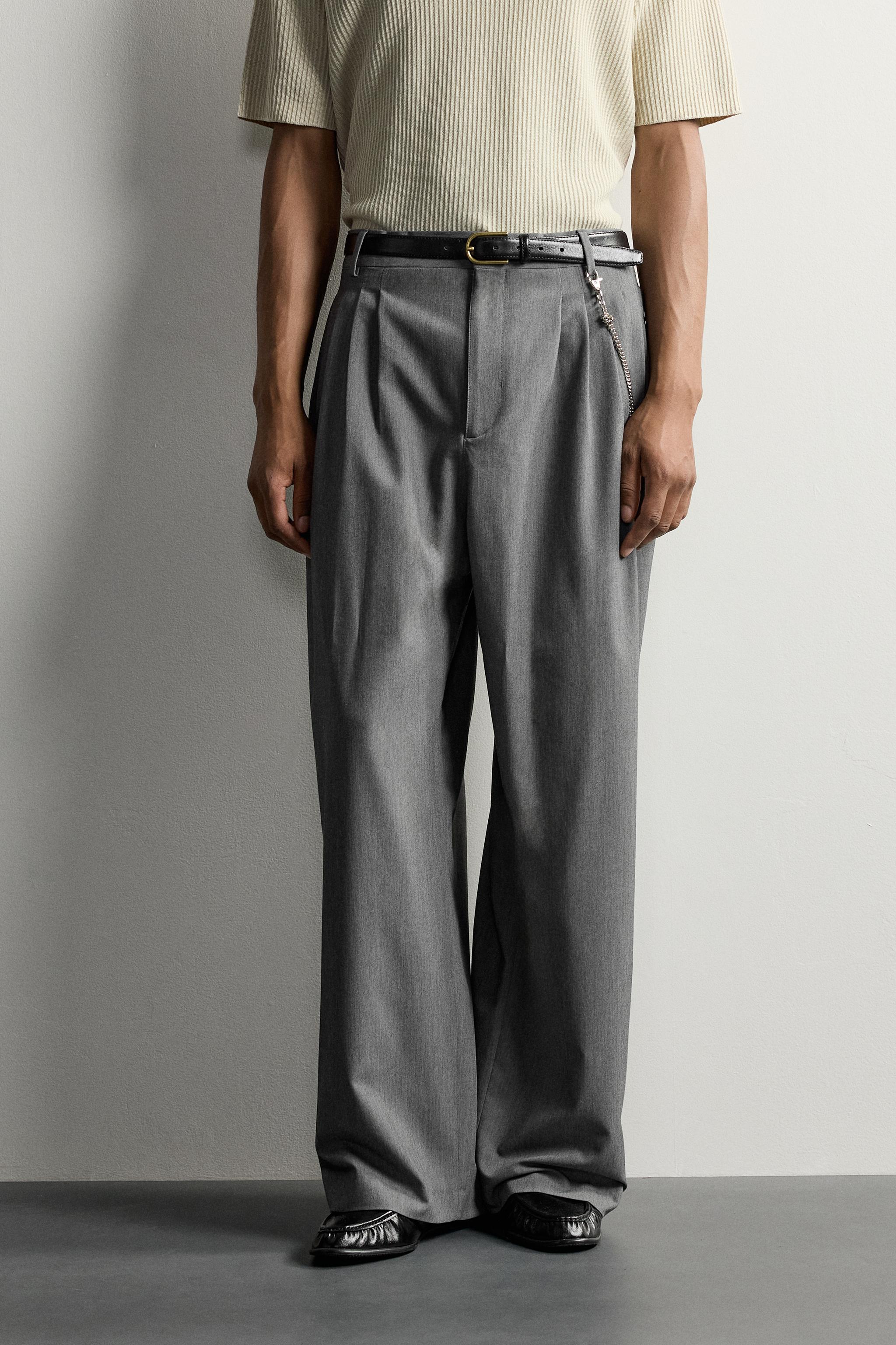 PANTALON COUPE LARGE À PLIS
