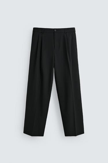 PANTALÓN WIDE FIT PLIEGUES - Negro de Zara
