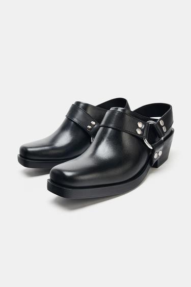 SABOTS BIKER EN CUIR - Noir de Zara - Image 3