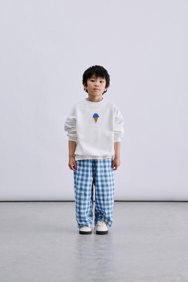 BUKSER MED GINGHAM-MØNSTER - råhvid/blå fra Zara
