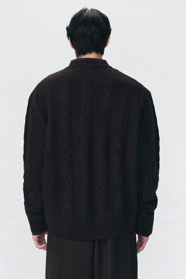 CABLE KNIT WOOL CARDIGAN SOSHIOTSUKI x ZARA - Chocolate by Zara - Image 2