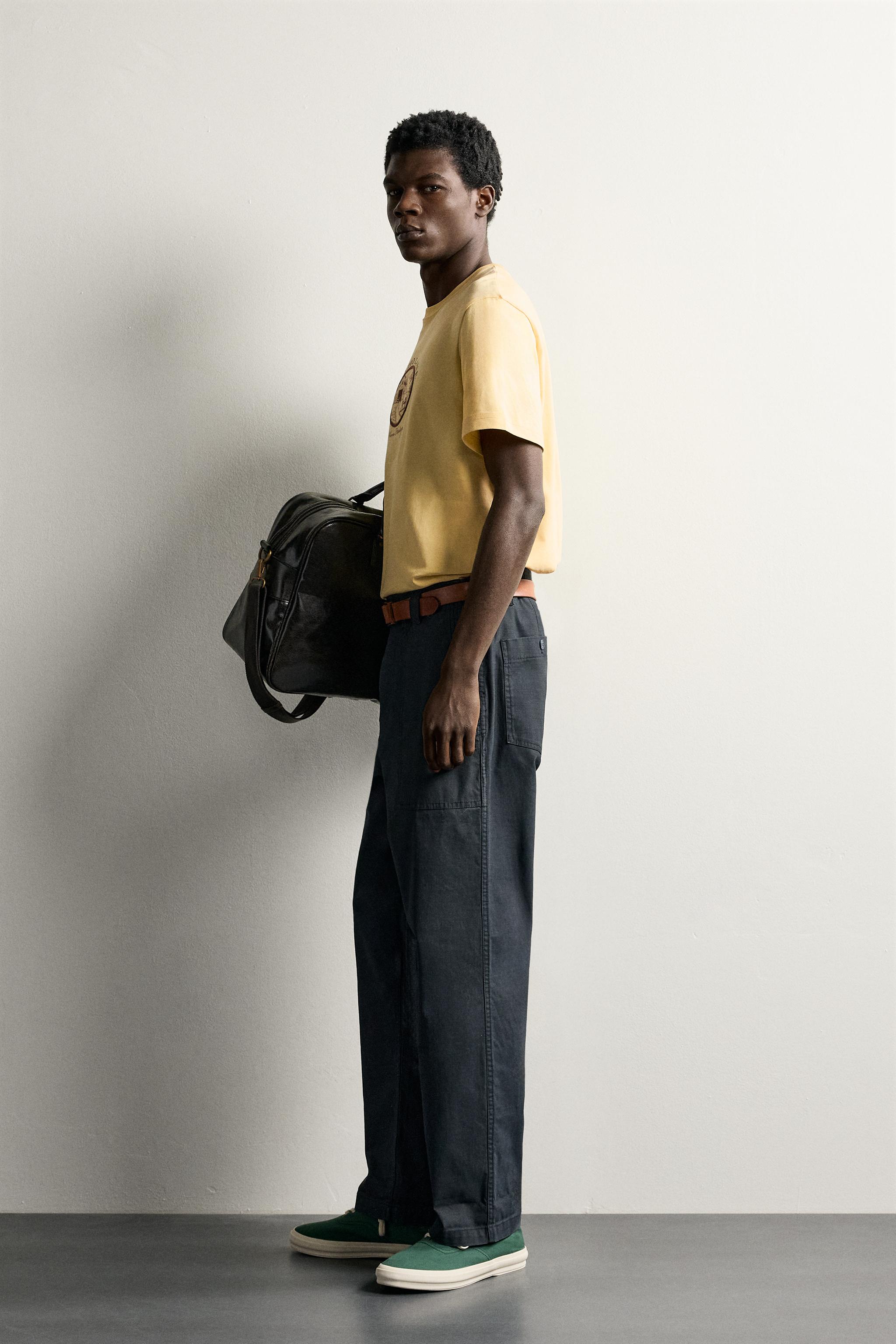 Мужские футболки Zara REGULAR FIT CONTRAST GRAPHIC T-SHIRT — фото 4