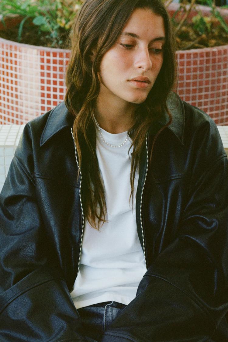 LEATHER EFFECT BOMBER JACKET Black ZARA India