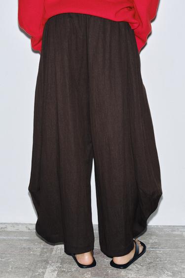 PANTALON TEXTURÉ À VOLUME ZW COLLECTION - Marron de Zara - Image 1
