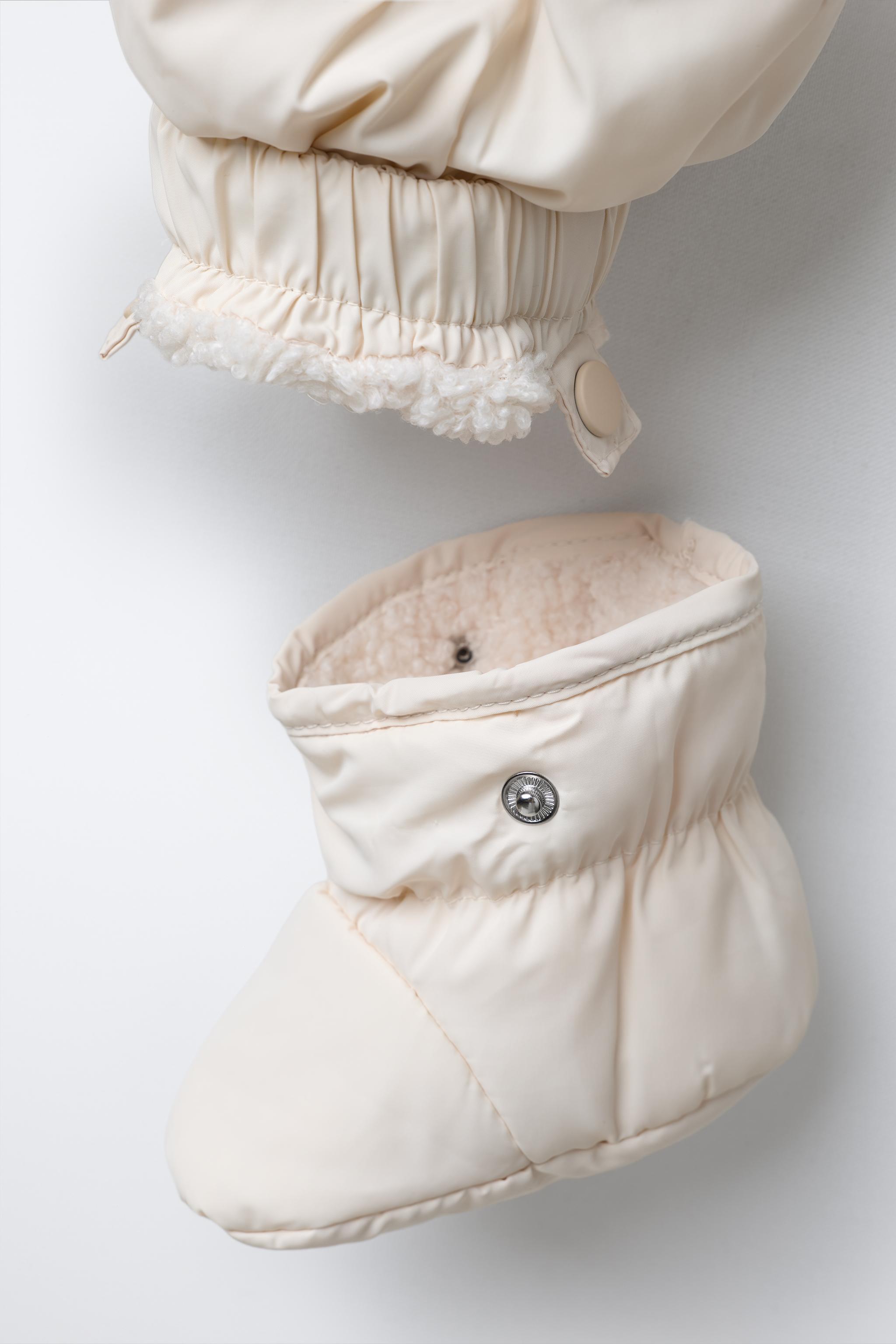 NYLON ROMPER WITH DETACHABLE MITTENS AND BOOTIES