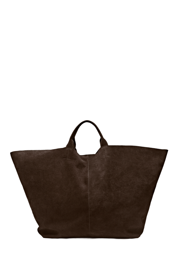 Maxi suede tote bag — Chocolate