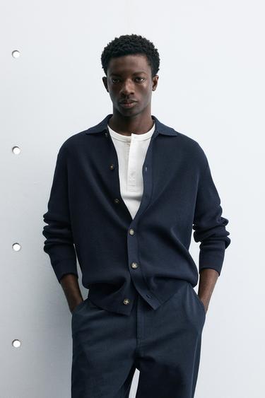 Zara REGULAR FIT CARDIGAN - Dark navy