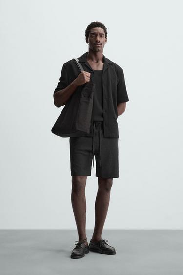 Zara TEXTURED SHIRT - Black - Image 0