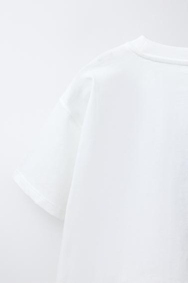 T-SHIRT IMPRIMÉ À CORDON BRODÉ - Blanc cassé de Zara - Image 3