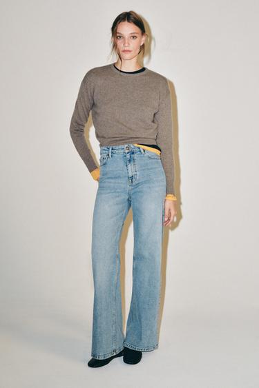 Zara ZW COLLECTION COMFORT HIGH-RISE WIDE LEG JEANS - Mid-blue