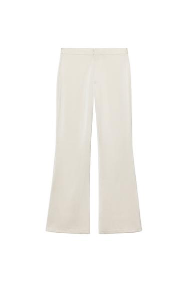 Zara SATIN FLARE TROUSERS - Gray / Beige