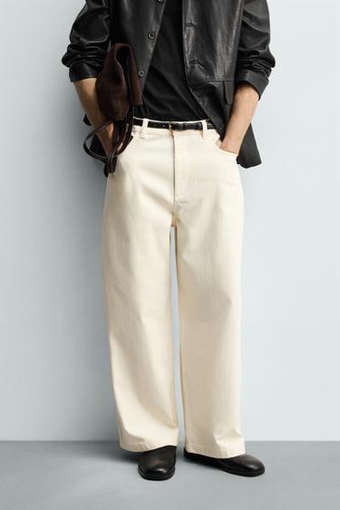 Zara RELAXED FIT PANTS - Light beige