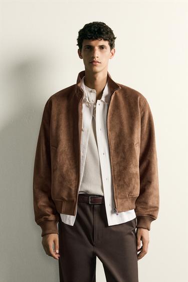 JAQUETA BOMBER EFEITO SUEDE - Marrom da Zara
