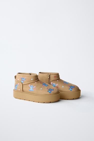 Zara LILO & STITCH © DISNEY FAUX FUR ANKLE BOOTS - Brown
