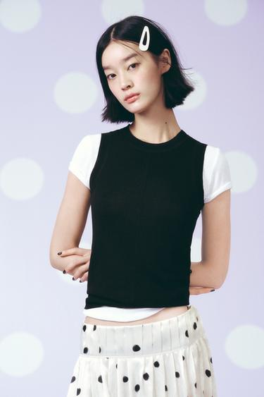 Zara 素色無袖針織上衣 - 黑色