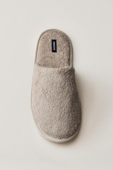 TERRY BATHROOM SLIPPERS - Khaki Green by Zara