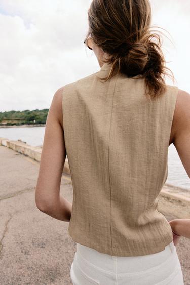 SLEEVELESS BUTTON SHIRT - Sand by Zara - Image 2