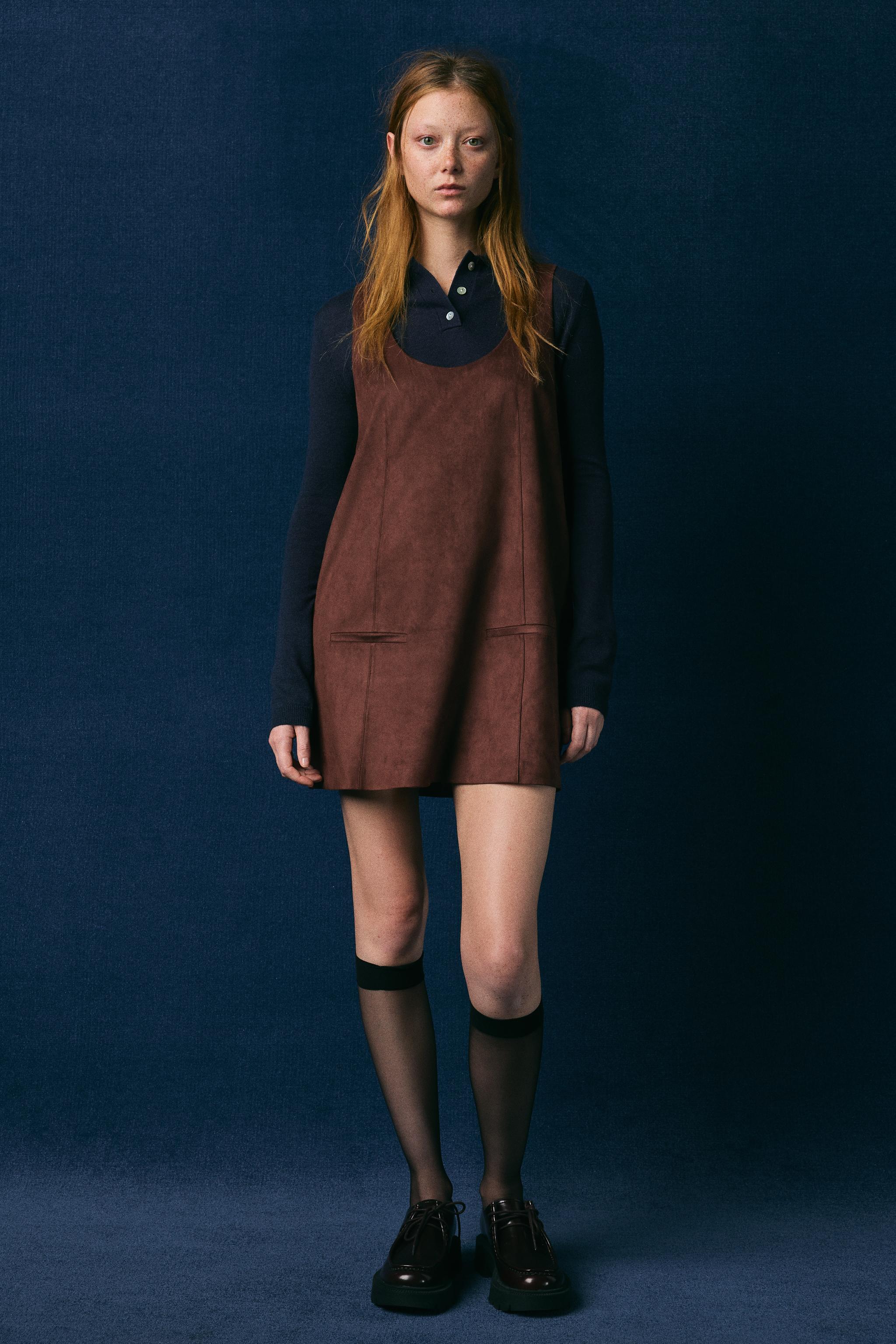 FAUX SUEDE MINI DRESS - Brown | ZARA United States