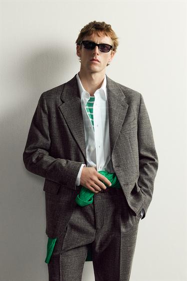 Zara AARON LEVINE X ZARA WOOL-LINEN SUIT BLAZER - Black
