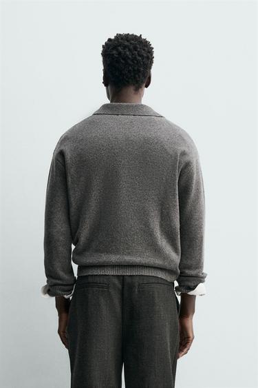 POLO EN MAILLE DE LAINE ET CACHEMIRE - Gris chiné de Zara - Image 2