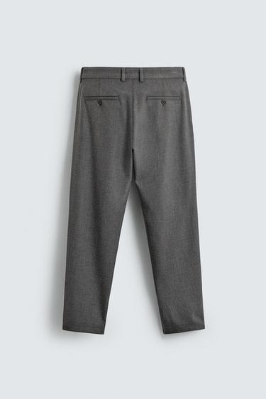 Zara TEXTURED STRETCH CHINO PANTS - Gray / Natural