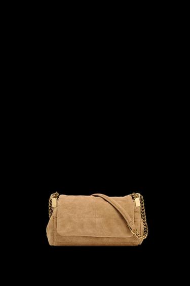 SPLIT SUEDE SHOULDER BAG - SAND/BROWN by Zara - Image 0