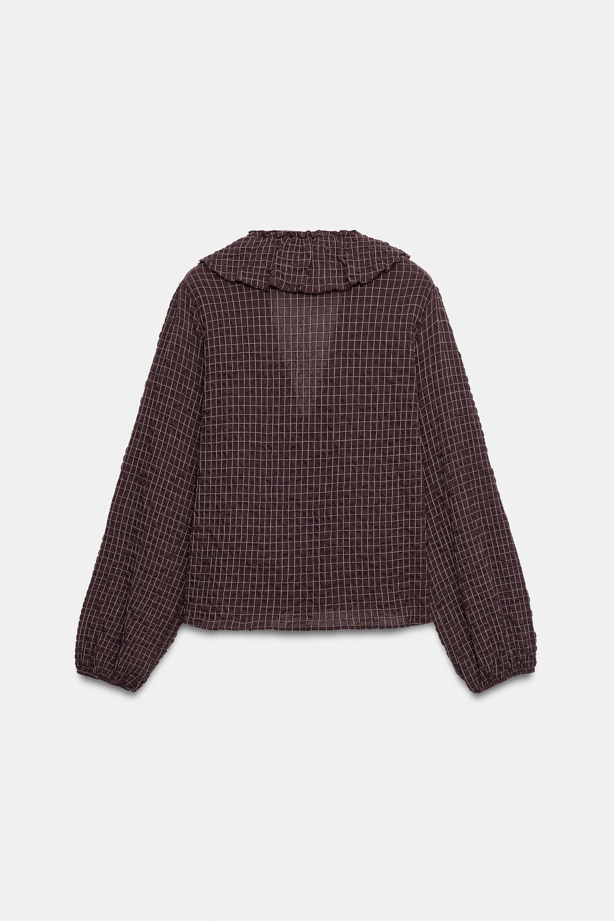 CHECK SHIRT WITH RUFFLES - GARNET | ZARA South Africa